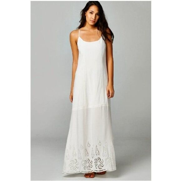 Lovestitch Racerback Eyelet White Maxi Dress - Picture 1 of 8